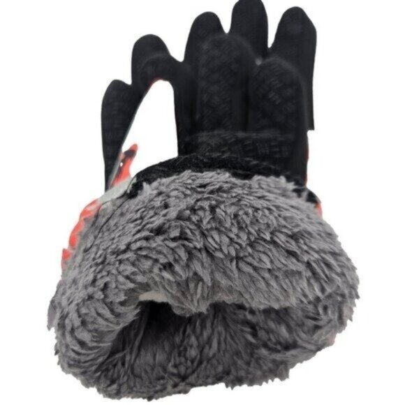 Kids Fur Lined Winter Ski Gloves, Blue - Picture 3 of 4